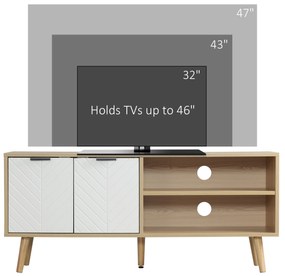 HOMCOM Dulap cu Suport pentru TV de până la 46", Comodă TV cu Rafturi de Depozitare și Dulap, 110x39x48,8 cm, Lemn Natural | Aosom Romania