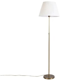 Lampă de podea din bronz cu abajur plisat crem 45 cm reglabil - Parte