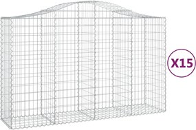 vidaXL Coșuri gabion arcuite 15 buc, 200x50x120/140 cm,fier galvanizat