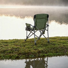 Scaun de pescuit Leziter Comfort Plus cu cotieră și suport pentru pahare verde