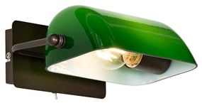 Aplică clasică de perete bronz închis cu sticlă verde - Banker