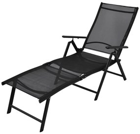 vidaXL Șezlong de plajă pliabil, negru, aluminiu