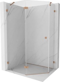 Mexen Lunar cabina de duș pentagonală rabatabilă stânga 100 x 90 cm, transparentă, cupru periat - 831-100L-090P-65-00-L