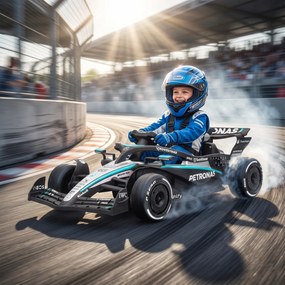 AIYAPLAY Mașină Electrică Pentru Copii Mercedes-AMG PETRONAS F1, 12V, Telecomandă, PP, Plastic, 123x66x39 cm, Negru | Aosom Romania