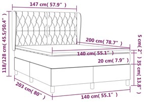 Pat continental cu saltea, crem, 140x200 cm, material textil Crem, 140 x 200 cm, Design cu nasturi