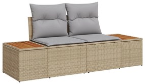 vidaXL Set de mese de grădină cu 8 piese și perne bej din rattan și acacia