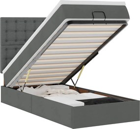 vidaXL Cadru de pat otoman cu saltele Gri închis 90x190cm țesătură