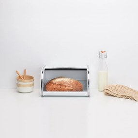 Cutie pentru paine Brabantia Roll Top 1003254, 11 l, 31.6x26.5 cm, Structura speciala, Alb/Inox