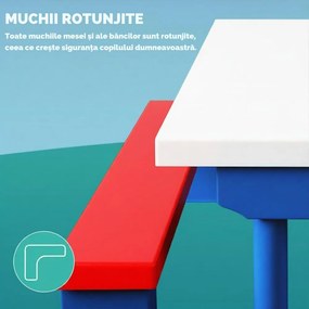 Set de șezut pentru copii cu umbrelă de soare JASMIN, 67x78,5x42,5cm, albastru/alb/roșu Spielwerk