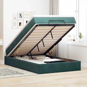 vidaXL Cadru de pat otoman cu saltea verde închis 120x200cm catifea
