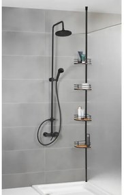 WENKO 24756100-Poliță de colț DOLCEDO 31x20 cm inox/negru/maro