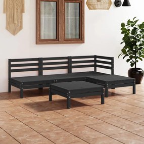 3082636 vidaXL Set mobilier de grădină, 5 piese, negru, lemn masiv de pin