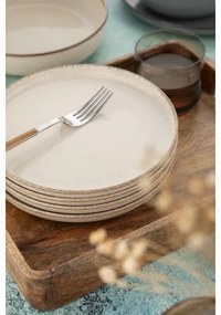 Set de masă 16 piese, porțelan, gri/bej