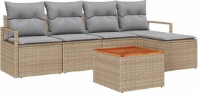 vidaXL Set de canapele pentru grădină cu pernă 6 pcs Bej poliratan