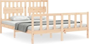 vidaXL Cadru de pat cu tăblie, lemn masiv, king size