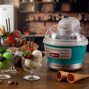 Aparat preparare inghetata Ariete PARTY TIME 0643/01, 12W, 1.5 L, 30 min, Bol mobil, Turcoaz