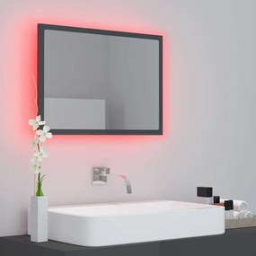 Oglinda de baie cu LED, gri extralucios, 60x8,5x37 cm gri foarte lucios