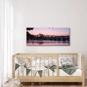Tablou cu palatul din Praga și Vltava (120x50 cm)