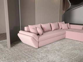 Colțar extensibil dumonde cu ladă de depozitare si sezut confortabil din spuma high-density, Loana XL Royal Roz II 335x185 cm