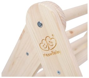 Triunghi Pikler de cățărat în culoare naturală din lemn de pin 60x60x60 cm Montessori – Meowbaby