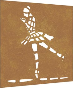 vidaXL Decor perete de grădină 55x55 cm design balerină oțel Corten