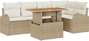 vidaXL Set de canapele pentru grădină 6 pcs Bej Rattan poli