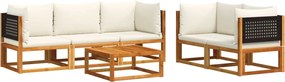 vidaXL Set canapele de grădină cu 6 piese și perne, lemn de salcâm și ratan