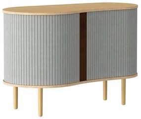 Comodă gri/în culoare naturală joasă cu aspect de lemn de stejar cu ușă glisantă 100x67 cm Audacious – UMAGE