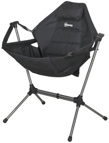 Outsunny Scaun balansoar de camping, pliabil, spătar reglabil, cadru de aluminiu, 54 x 100 x 101cm, Negru | Aosom Romania