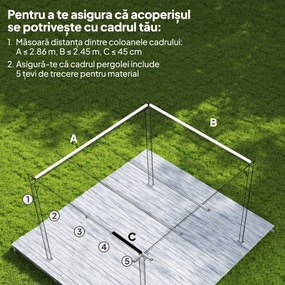 Outsunny Copertină Retractabilă UV30+ pentru Pergolă 3x2.15m Protecție Solară Gri Închis | Aosom Romania