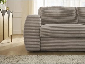 Canapea taupe pentru dormitul zilnic/extensibilă cu tapițerie din catifea reiată 220 cm Hugo – Bobochic Paris