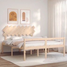 3195556 vidaXL Cadru de pat senior cu tăblie, 160x200 cm, lemn masiv