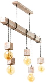 Lustra cu 5 pendule rustica fabricata manual din lemn ALASKA