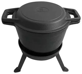 Vas de gatit din fonta 3 in 1 Kinghoff KH 1733, Vanatoresc, 8 L, Emailat, Negru