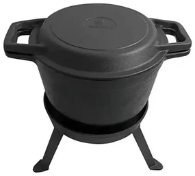 Vas de gatit din fonta 3 in 1 Kinghoff KH 1733, Vanatoresc, 8 L, Emailat, Negru