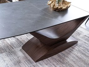 Masă de sufragerie extensibilă 180-240 cm Danyell (gri + nuc) (pentru 8 și mai multe persoane). 1050106