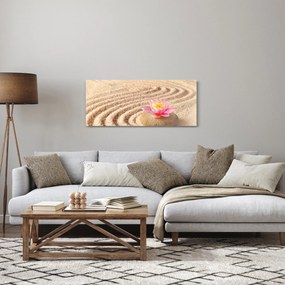 Tablou cu piatră și floare pe nisip (120x50 cm)