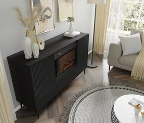 Comodă cu bioșemineu electric 2D1K Rowanna (Negru). 1124992
