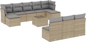 vidaXL Set canapele de grădină cu perne, 11 piese, bej, poliratan