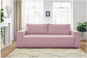 Canapea roz-deschis extensibilă cu tapițerie din catifea reiată 245 cm Nihad – Bobochic Paris