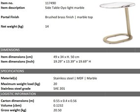 Masuta laterala design LUX cu blat din marmura Oyo