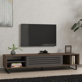 Comoda tv Maira pentru living culoare nuc si antracit 160 cm