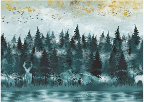Tablou pe sticlă - Animale din pădure (70x50 cm)
