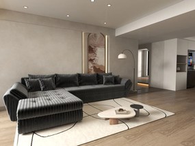 Colțar extensibil dumonde cu ladă de depozitare si sezut confortabil din spuma high-density, Loana XL Ambience Gri 335x185 cm