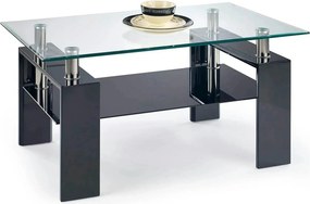Masuta cafea DIANA H, transparent/negru, 110x60x55 cm