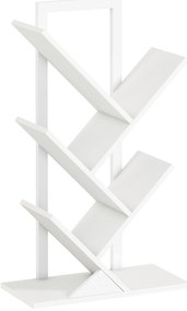 HOMCOM Bibliotecă în Formă de Copac cu 5 Rafturi și Sistem Antivărsare pentru Sufragerie Dormitor 50x24x82 cm Alb | Aosom Romania