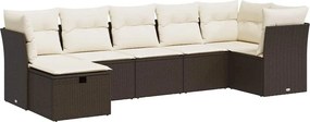 vidaXL Set canapele de grădină cu perne, 7 piese, maro, poliratan