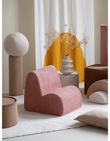 Fotoliu de copii roz cu tapițerie din catifea reiată Cloud – Wigiwama