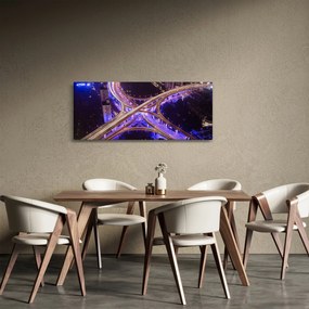 Tablou cu o interesecție mare noapte (120x50 cm)
