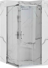 Cabina dus cu cadita de dus patrata Rea Punto crom cu doua usi culisante 80x80 alb